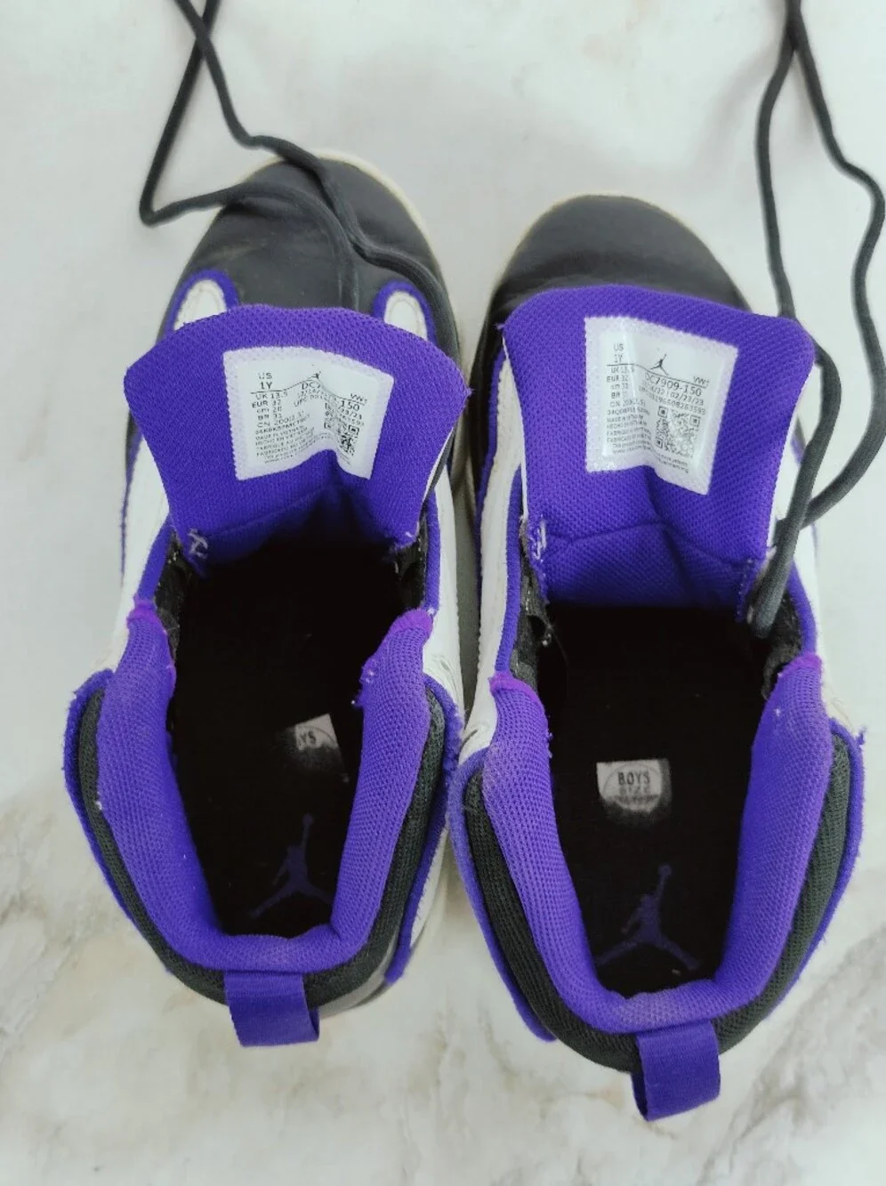 Nike Kids' Jordan Pro Strong Basketball Sneakers White Purple, Sz 1Y